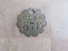 Goss Printing Press Brass Hang tag Key tool check 870 picture