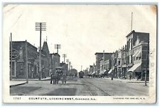 c1905's Court Street Looking West Carriage Railroad Kankakee Illinois Postcard picture
