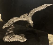 Vintage Michael Ricker Pewter Flying Eagle Figurine Art Handcrafted USA picture