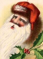 1910's SANTA CLAUS MERRY CHRISTMAS ANTIQUE POSTCARD HOLLY picture