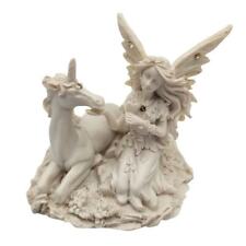 Vintage 1990s Cream Colored Unicorn and Fairy Princess Figurine Detailed  picture