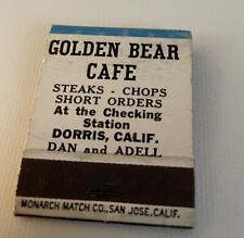 Vtg 1950’s Matchbook Golden Bear Cafe Dorris Cafe Dorris CA Full Unstruck picture