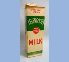 vintage LEVENGOOD'S pint WAX CARDBOARD MILK CONTAINER w LID DAIRY picture