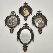 Set Of 4 Vtg Italy Ornate Metal Oval Hanging Picture Frames MCM Rococo Victorian picture