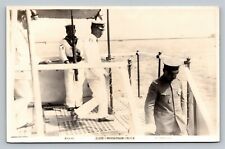 RPPC Japanese Prince Hirohito Leaving Ship Navy Whites Vintage Unused Postcard picture