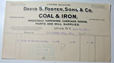 Dec.5, 1911 Foster & Sons, Utica, NY Invoice Sent to Company in Castorland, N.Y. picture