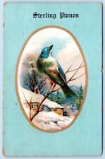 1910-20's STERLING PIANOS BIRD ON BRANCH ANTIQUE ADVERTISING POSTCARD picture