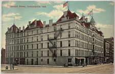 Denison Hotel Fire Escape Flags Indianapolis Indiana Postcard picture