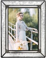 Clear Vintage Stained Glass Picture Frame Tabletop 5 x 7 Photo Pic 380-57HV picture