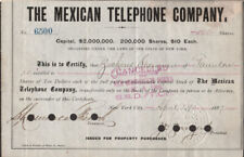 The Mexican Telephone Co - Original Stock Certificate - 1887 - #6500 picture