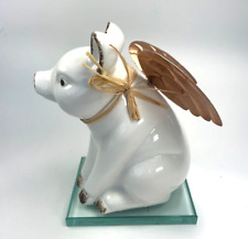 Flying Pig Angel Brass Wings Statue Figurine Glazed Home Art Decorative Rare C33 picture
