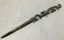 Old Pawn Sterling Silver Nellie Tso N. TSO Turquoise HAIR STICK or Letter Opener picture