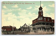 1916 QUAKERTOWN PENNSYLVANIA EAST BROAD ST AND P & R RAILWAY POSTCARD P4294 picture