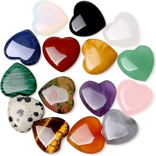 15 PCS Heart Crystals Healing Natural Pocket Stones Polished Love Shaped Palm Ge picture