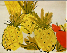Vtg VERA NEUMANN Linen Tablecloth Rectangular Pineapple Fruit Print Ladybug*Flaw picture