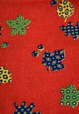 Vintage Fabric Red Leave Paisley Leaf Blue Green Yellow 1990's Colorful 1.5 yds  picture
