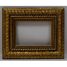 Ca. 1900 Old wooden frame decorative with metal leaf Internal: 8.6x6.1 in picture