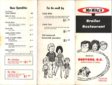 1970s MR. MIKE'S BROILER RESTAURANT vintage dining menu OSOYOOS, B.C., CANADA picture