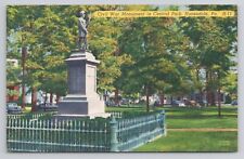 Civil War Monument in Central Park Honesdale Pa Linen Postcard No 5074 picture