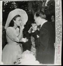 1948 Press Photo Jane Froman and John Burn toast at their wedding in Miami picture