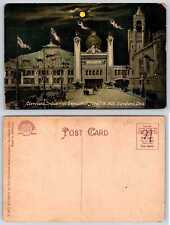 Ohio CLEVELAND INDUSTRIAL EXPOSITION BLDGS AT NIGHT IN MOONLIGHT Postcard L423 picture