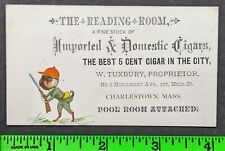 Vintage 1890's Reading Room Cigars Charleston Mass Dog Gun Business Card picture