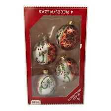 Holiday Time Classic Glittering Christmas Ornament Set (4) Vintage NOS picture