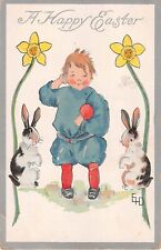 Anthropomorphic Old Easter PC-Faces on Daffodils by Bunnies & Boy-Ethel DeWees picture