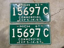Pair 1967 Michigan Commercial License Plate Tag 15697 C picture
