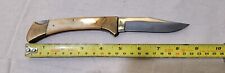 VINTAGE TIMBERWOLF V FOLDING KNIFE BONE HANDLE SKB4 440 STAINLESS picture