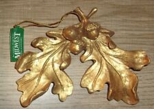 Vintage Midwest of Cannon Falls Oak Leaves w/Acorns Ornament Gold NOS picture