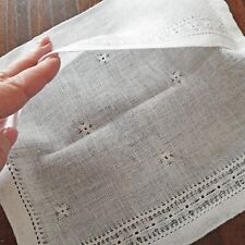 Hanky Holder Handkerchief Case Lingerie Pouch Handmade Hemstitch Vintage Linen picture