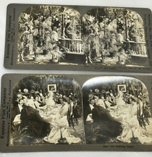 2 Vintage Victorian Wedding Curve Mount Stereoview Stereoscope  Cards Keystone picture