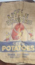 Vintage Scottsbluff Nebraska Little Shavers 100 Pound Seed Potatoes Burlap Sack picture