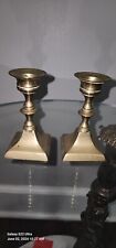 Antique  Pair Of Solid Brass Candlestick Holders - Heavy Patina 6