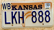 1993 KANSAS GRAPHIC REPEATING LUCKY 8's AUTO LICENSE PLATE 