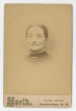 Antique Circa 1880s Cabinet Card Lovely Older Woman Glasses North Rainbridge, NY picture