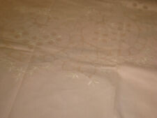 Vintage Antique MADEIRA HAND EMBROIDERED HEMSTITCHED LINEN TABLECLOTH & NAPKINS  picture