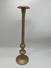 Italian Gilt Hammered Brass Floor Candelabras, Gold Candlestick Holders. picture