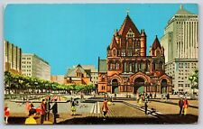 State View~Boston Massachusetts~Copley Square & Trinity Church~Vintage Postcard picture
