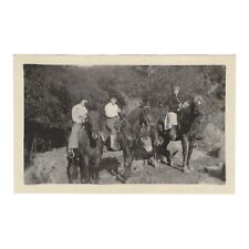 Vintage Snapshot Photo Three Women Riding Horse Horseback Photograph picture