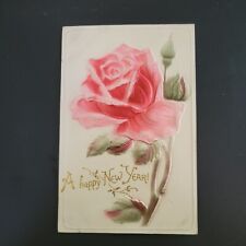 Vtg Embossed Postcard A Happy New Year  Rose Vintage Flower picture