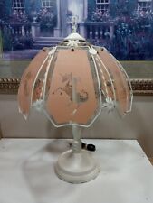 Vintage OK Lighting Unicorn Pink Glass Painted White 8 Panel Lamp picture