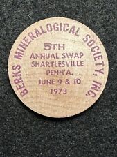 Shartlesville, PA Berk’s Mineralogical Society 1958-1973 Token Wooden Nickel picture