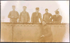 Antique Large Boarded Photo of Steel Construction Workers Occupational ID'd Men picture