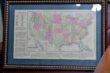 ORIGINAL 1869 MAP OF THE U.S. WITH OR WITHOUT FRAME, HAND COLORED 12