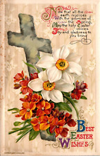 Easter Postcard John Winsch Cross Flowers 1910 TR picture
