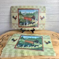 Vintage Vinyl Country Placemats Lowell herrero rooster cow farm picture