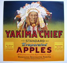 Original YAKIMA CHIEF apple crate label Washington Dehydrated Food Co Yakima WA picture