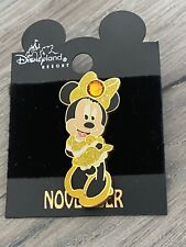Disney 2002 Minnie Mouse NOVEMBER Topaz Birthstone Birthday Pin New on Card picture